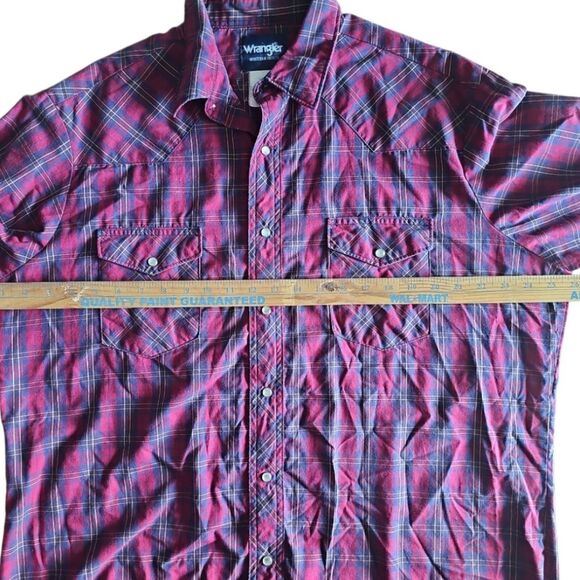 Vintage Wrangler Pearl Snap Western Shirt XL Red Plaid Cowboy Rodeo Rockabilly - Picture 10 of 13